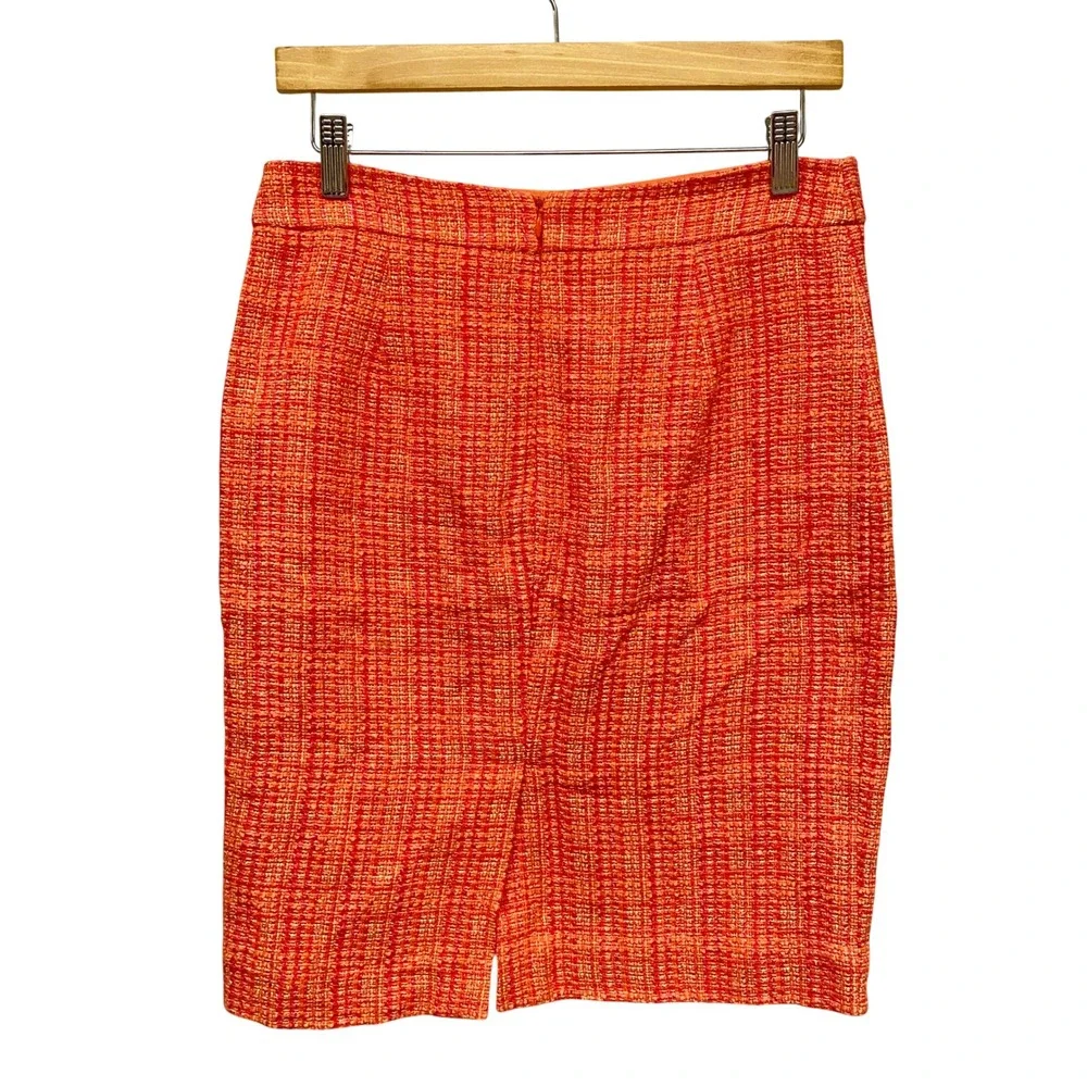 J. Crew No 2 Pencil Skirt Orange Tweed Office Business Casual Size 4 Academia‎